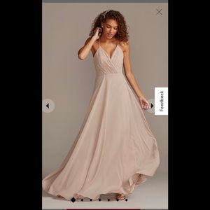 David’s Bridal Long Spaghetti V Neck Full-skirt Bridesmaid Dress